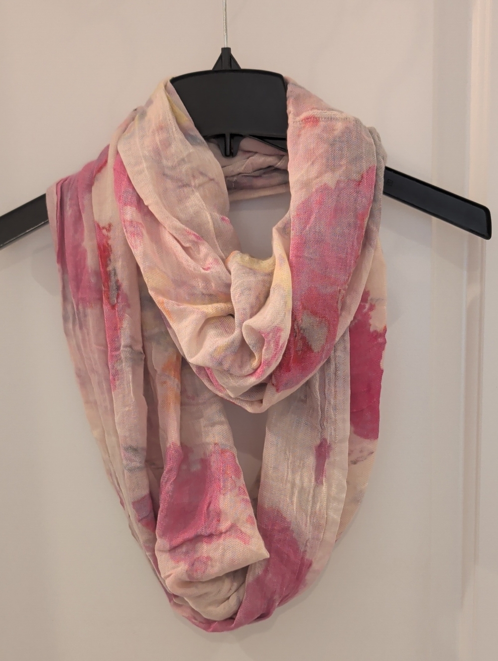 Lightweight Pink Watercolor Abstract Garden Infinity Scarf